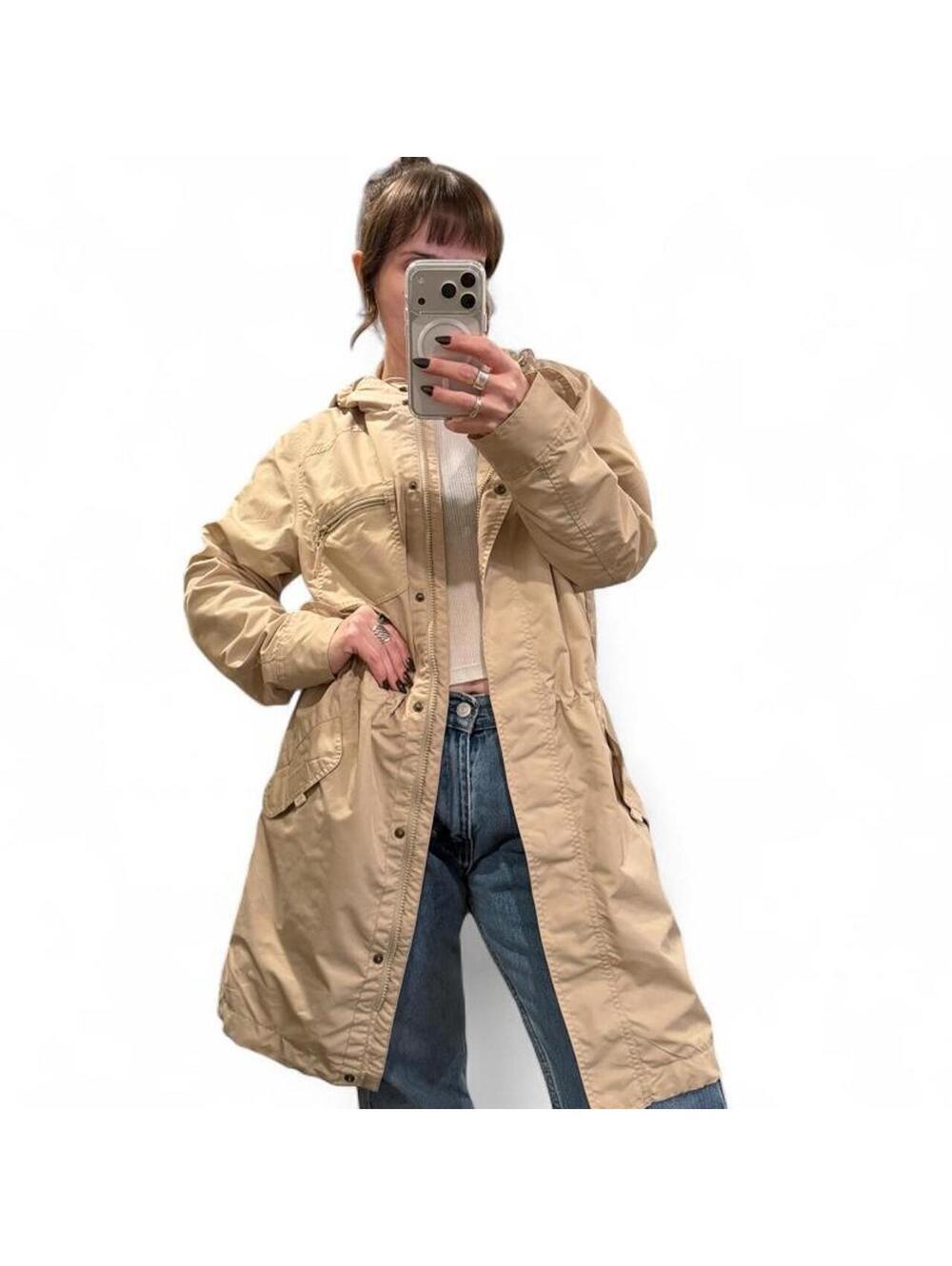 Eddie Bauer Y2K Beige Utility Raincoat